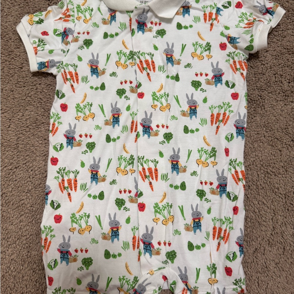 Magnetic Me White Romper with Garden Bunny Print